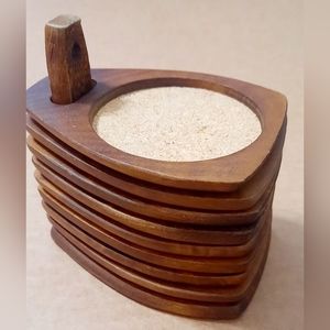 Vintage mcm woodcrest coaster set